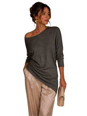 Oltre Asymmetrical Tunic Top Dark Metallic Gold Womens 8 Italian Evening Sparkle